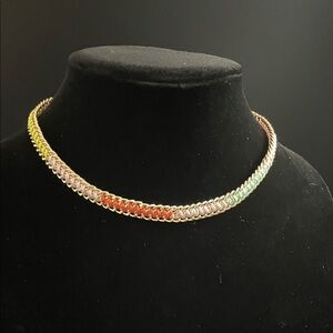 Plunder Design Jewelry Adelaide Collar Necklace NWOT Multicolor and Gold Chain